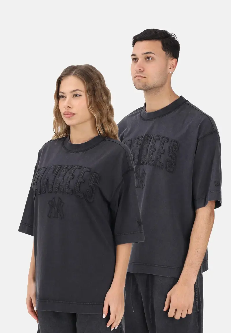 T-shirt a manica corta New York Yankees MLB Washed nera per uomo e donna