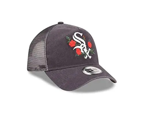 New Era Trucker cap MLB Baseball Fanartikel Chicago White Sox Blumen gebogerner Schirm Oliv - One miniatura 3