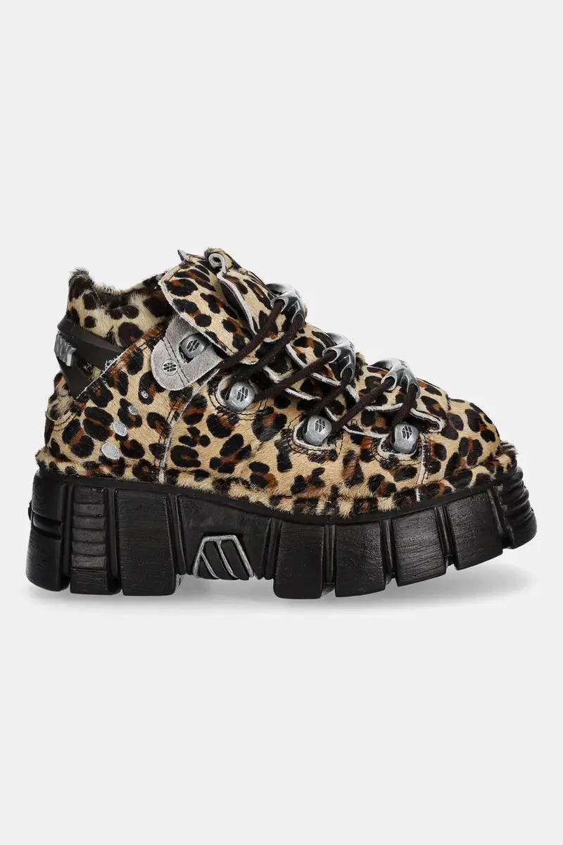 sneakers in camoscio PELO LEOPARDO PONY donna colore marrone M-106-C114 miniatura 2