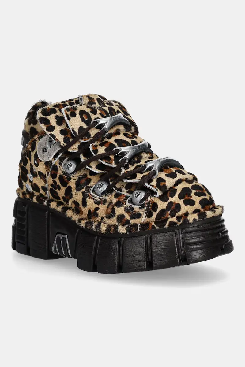 sneakers in camoscio PELO LEOPARDO PONY donna colore marrone M-106-C114