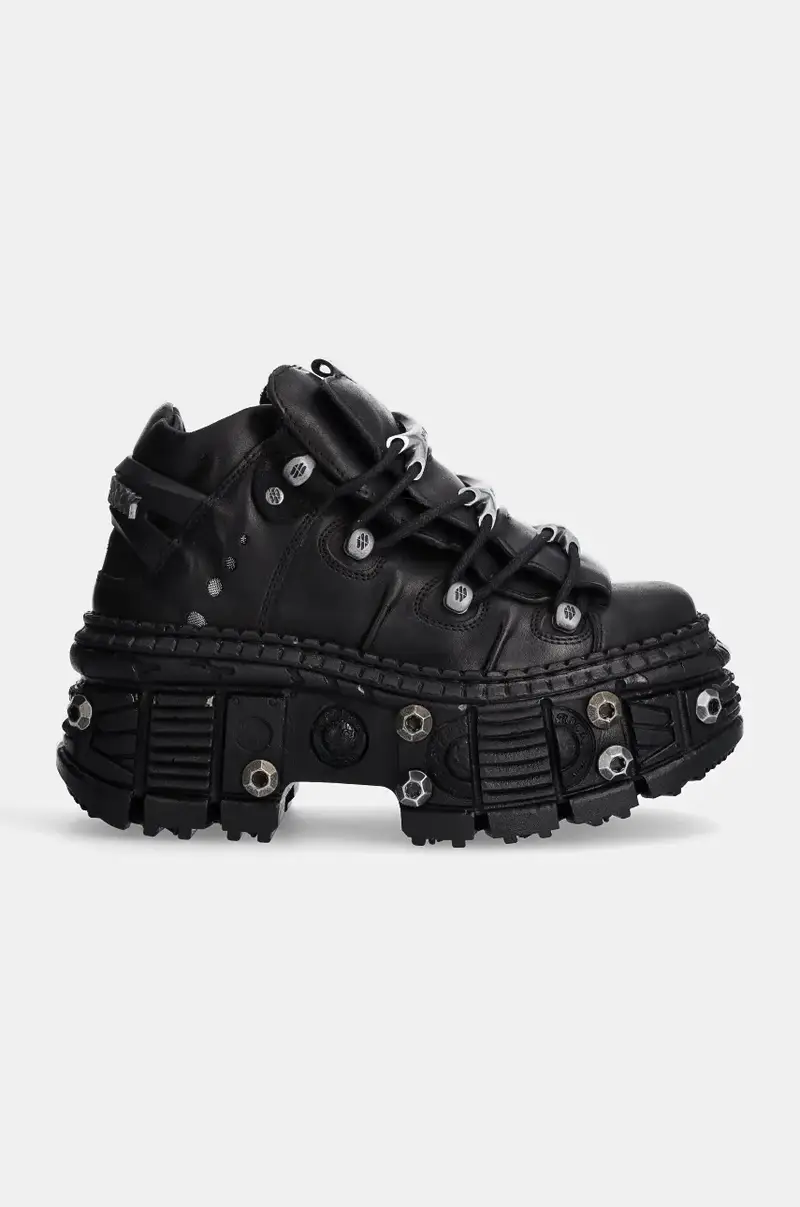sneakers in pelle Crust Negro + Tank Casco Negro colore nero M-WALL106-S25 miniatura 2