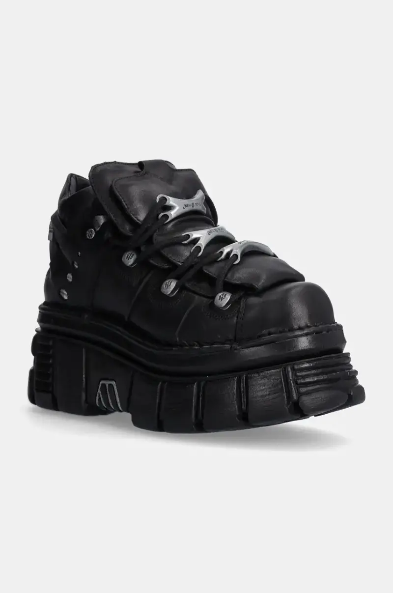sneakers in pelle Negro + Nomada Negro + Tower Negro Lateral E-14 colore nero M-106-S29