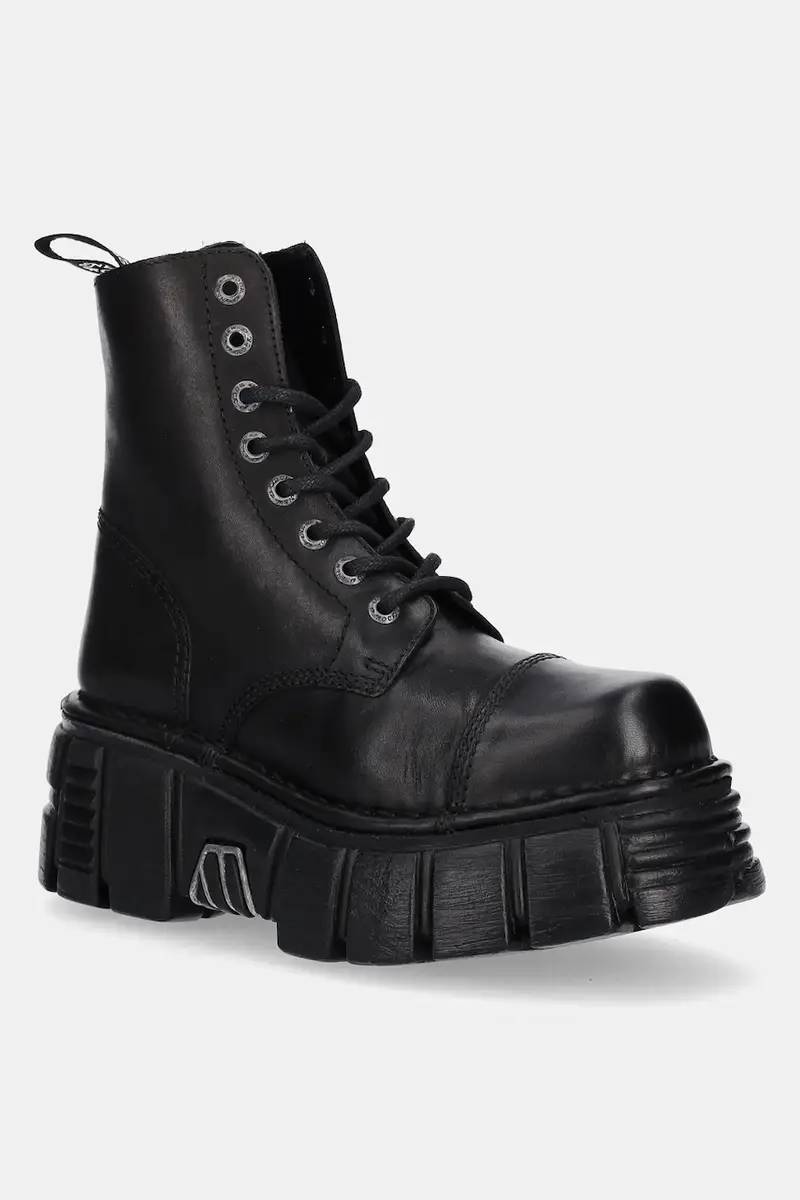 stivali in pelle Crust Negro, Tower Negro + Lateral colore nero M-NEWMILI083-S39