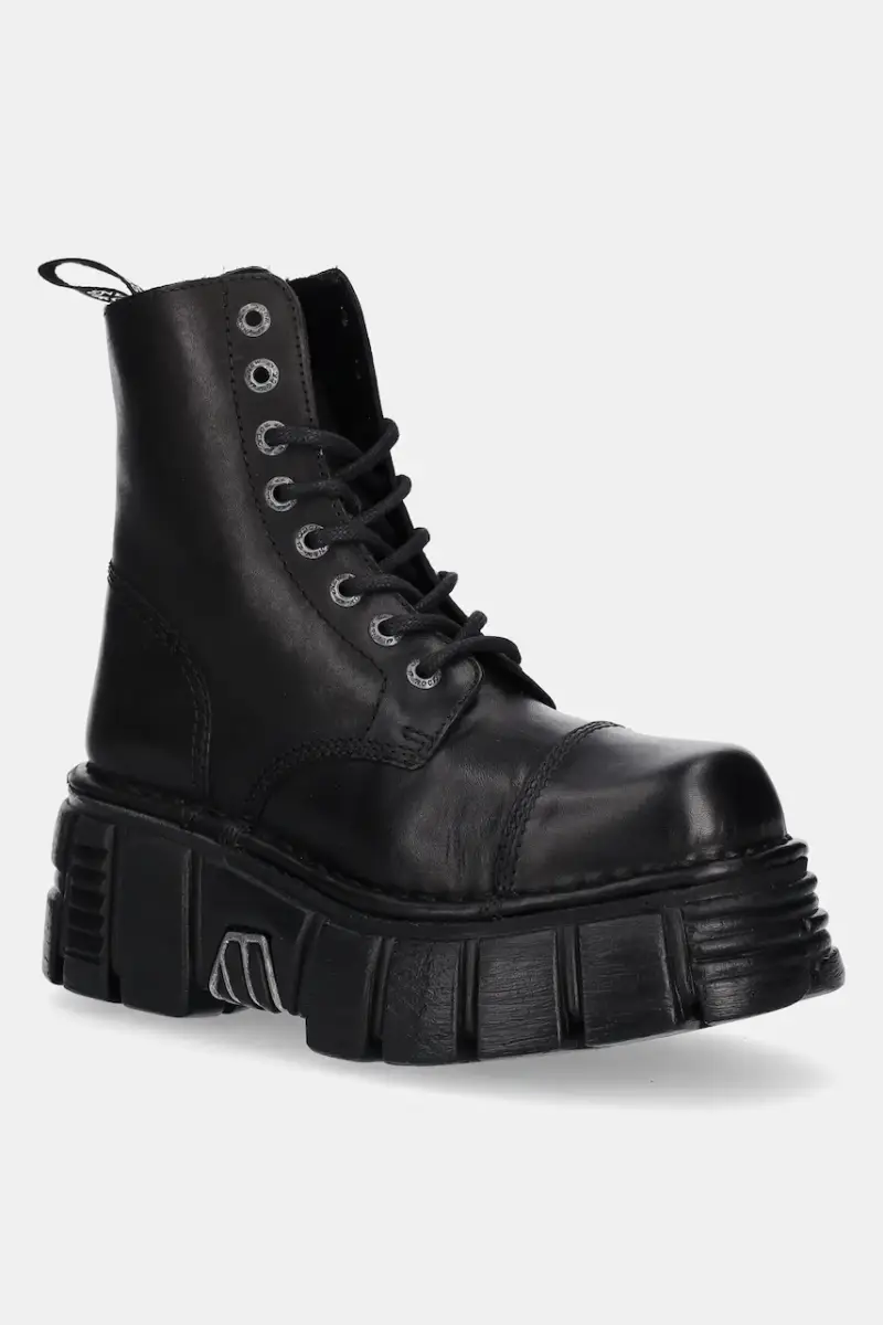 stivali in pelle Crust Negro, Tower Negro + Lateral colore nero M-NEWMILI083-S39