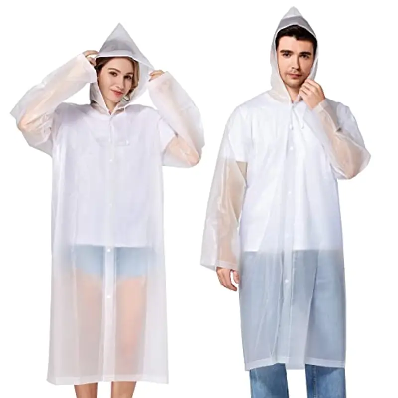 Newbyinn 2 Pezzi Poncho Antipioggia Donna Uomo, Riutilizzabili Mantella Antipioggia, Poncho Impermeabile Donna Antipioggia per Trekking, Bianco