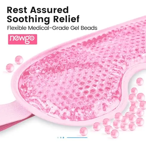 NEWGO Maschera Gel Per Gli Occhi Impacco Freddo Riutilizzabile Perfetta Per Blefarite, Occhi gonfi, Occhiaie - Rosa… miniatura 3