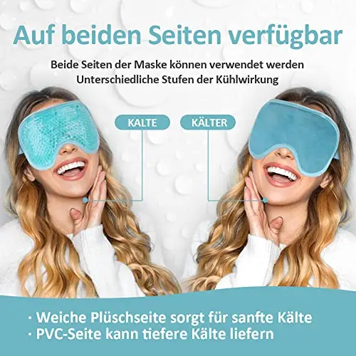 NEWGO Maschera rinfrescante per gli occhi riutilizzabili, con perle in gel per terapia fredda calda, occhi gonfi e miniatura 2