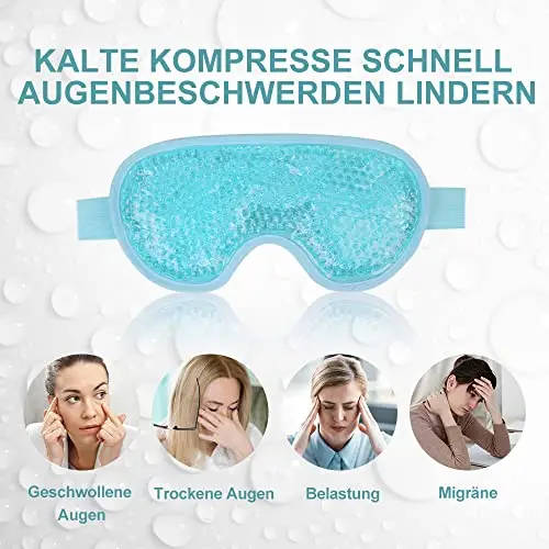 NEWGO Maschera rinfrescante per gli occhi riutilizzabili, con perle in gel per terapia fredda calda, occhi gonfi e miniatura 3