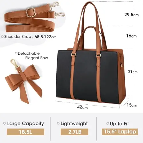 NEWHEY Borsa Università Donna in Pelle PU - Grande Borsa Lavoro e Porta PC 15.6 Pollici miniatura 2
