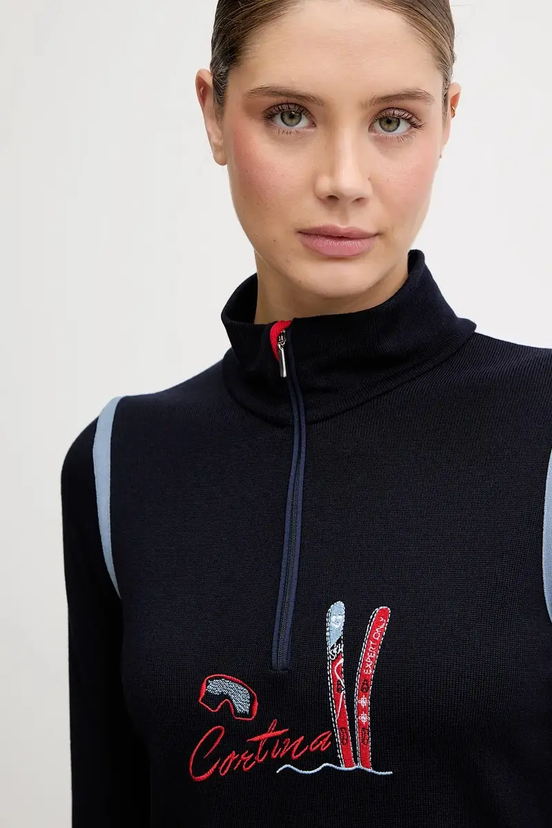 camicetta a maniche lunghe funzionale con lana LADY WOOL T-NECK Blu navy miniatura 4