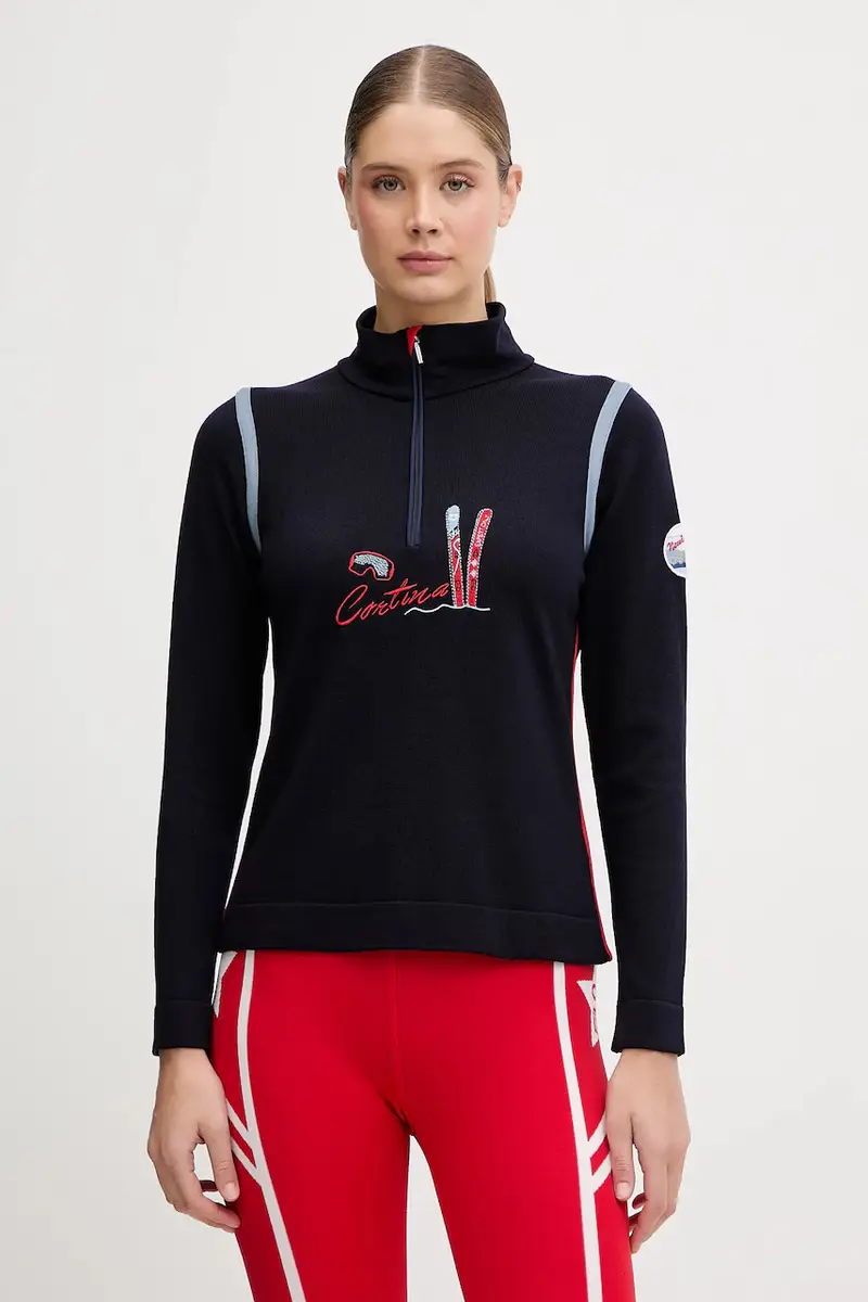 camicetta a maniche lunghe funzionale con lana LADY WOOL T-NECK Blu navy