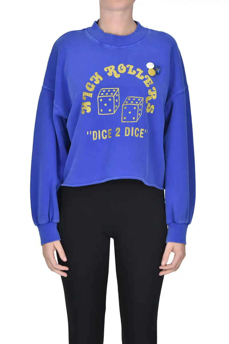 Felpa cropped ampia Blu