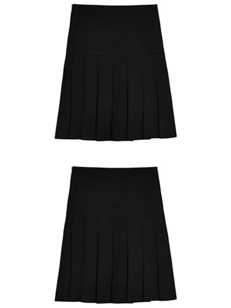 NEXT Confezione da 2 gonne a Pieghe per la Scuola con Vita Slim Nero 5 Anni