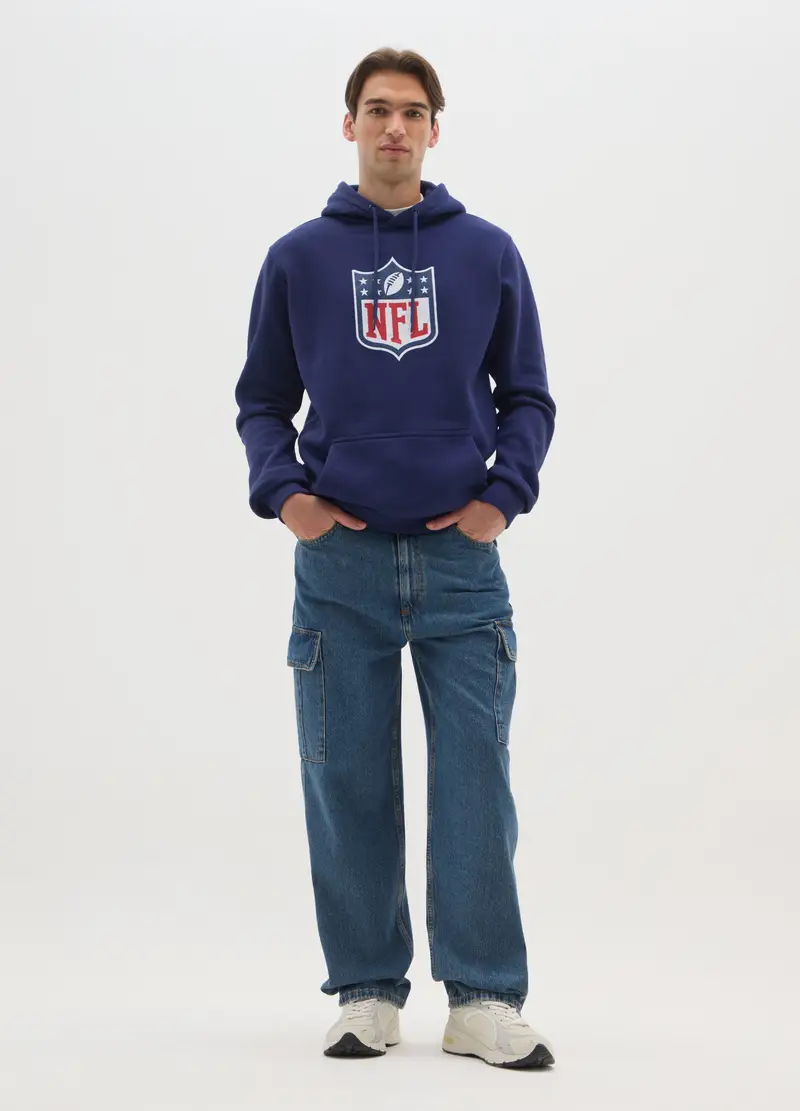 Felpa In Misto Cotone Blu Con Logo Nfl, Uomo, Blu miniatura 2