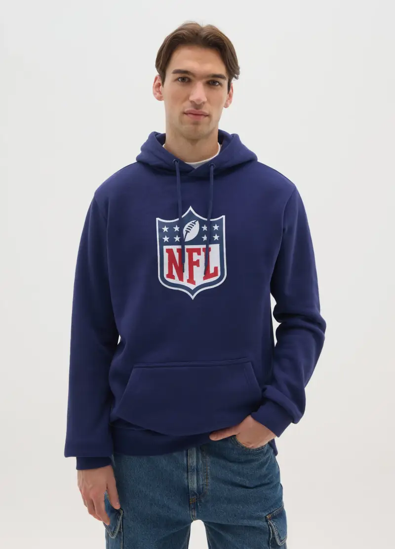 Felpa In Misto Cotone Blu Con Logo Nfl, Uomo, Blu