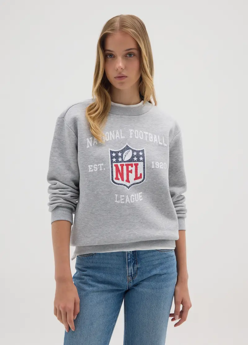 Felpa In Misto Cotone Grigia Regular Fit Con Logo Nfl, Donna, Grigio miniatura 2