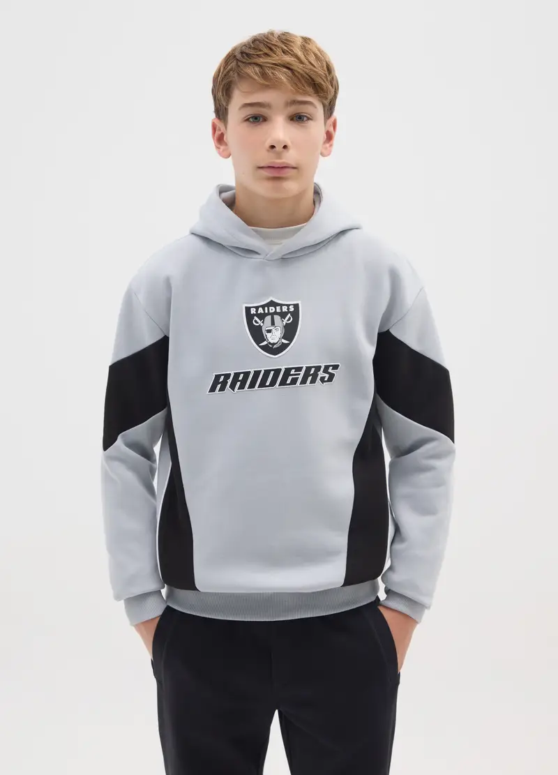 Felpa In Misto Cotone Multicolor Regular Fit Con Logo Raiders, Bambino, Multicolor