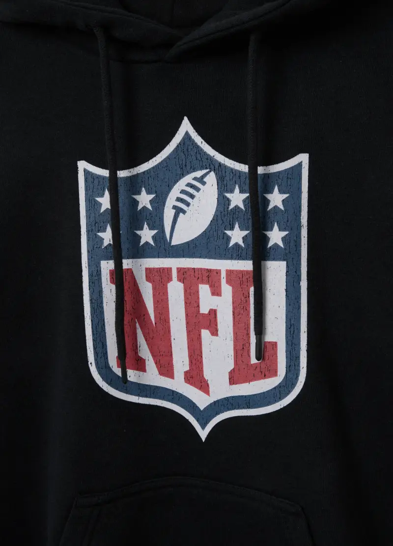 Felpa In Misto Cotone Nera Regular Fit Con Cappuccio E Logo Nfl, Unisex, Nero miniatura 2
