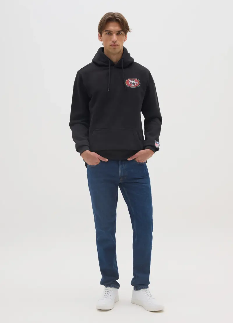 Felpa In Misto Cotone Nero Con Cappuccio E Logo Dei San Francisco 49ers, Unisex, Nero miniatura 2