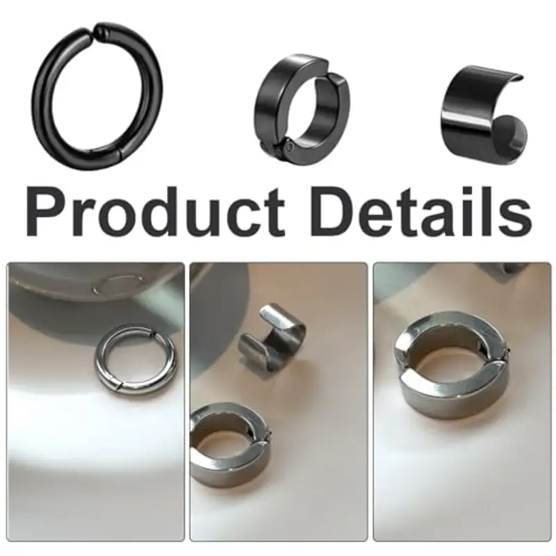 NHPY Orecchini Uomo Nero 1382385 miniatura 3