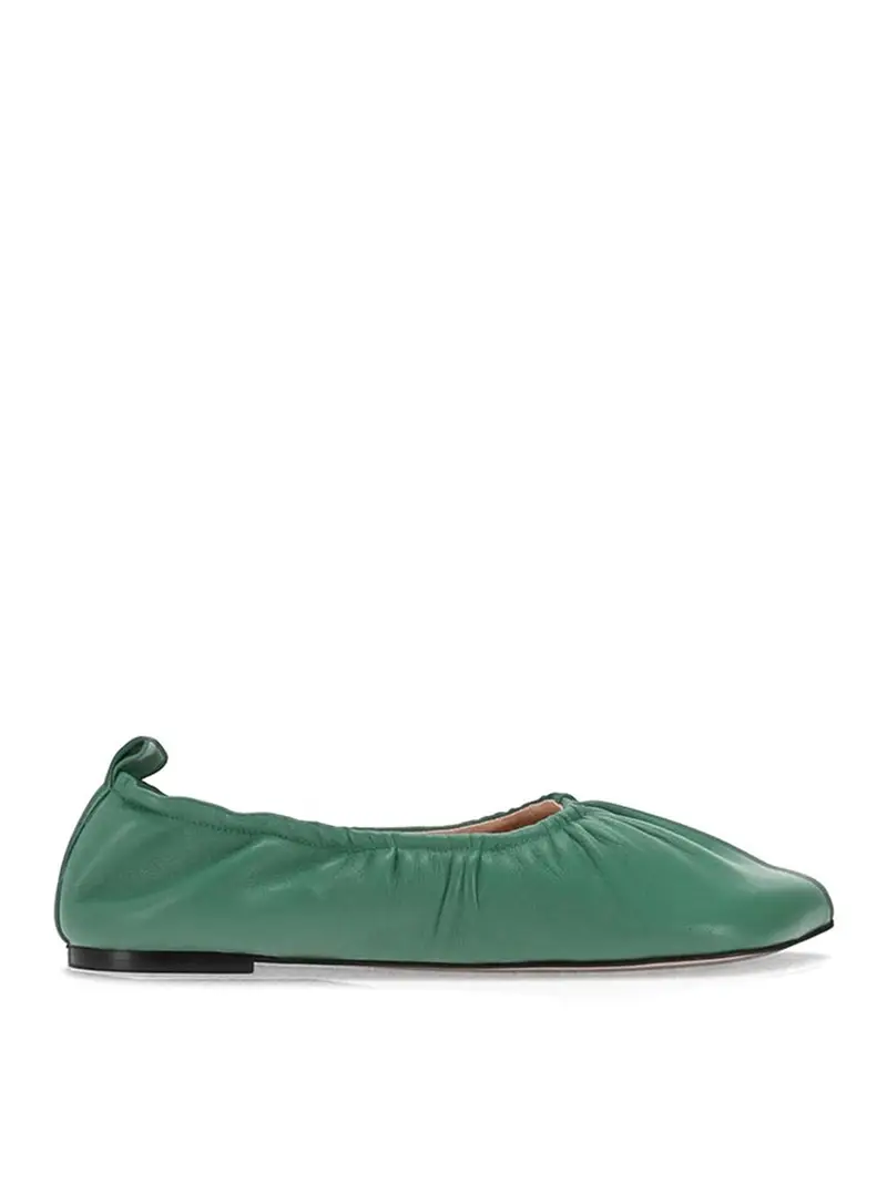 Ballerina morbida obliqua - pelle di vitello Verde