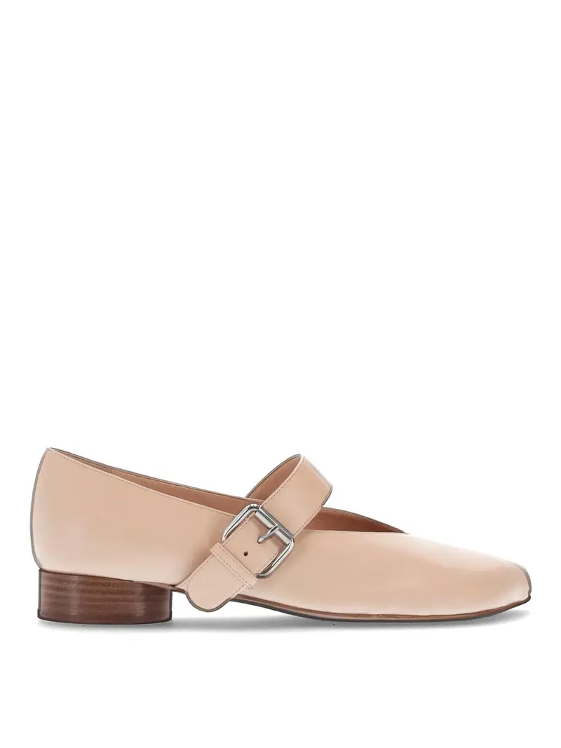 Ballerinas cinghia obliqua - pelle di vitello Beige