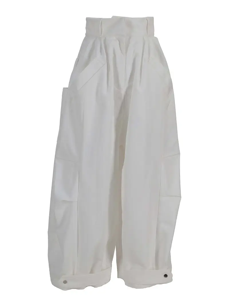 Pantaloni di montaggio - Twill di cotone Bianco