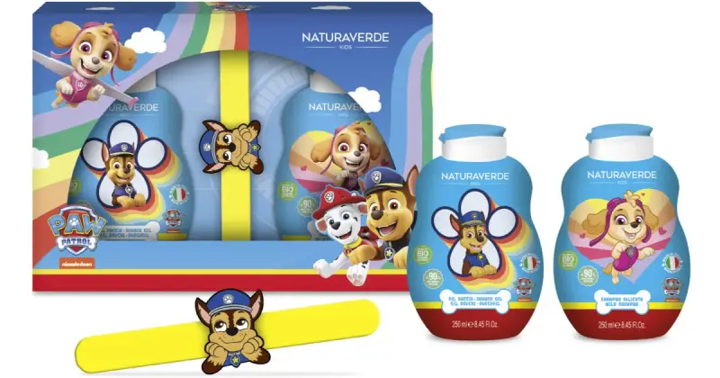 Paw Patrol confezione regalo per bambini gel doccia per bambini 200 ml + shampoo delicato per bambini 200 ml + braccialetto