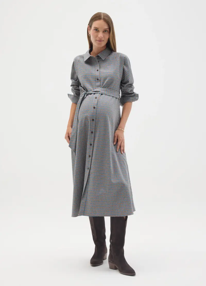 Abito Premaman Multicolor A Micro Quadretti, Donna, Multicolor