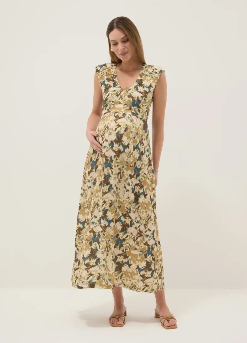 Abito Premaman Multicolor In Tessuto Elasticizzato, Donna, Marrone