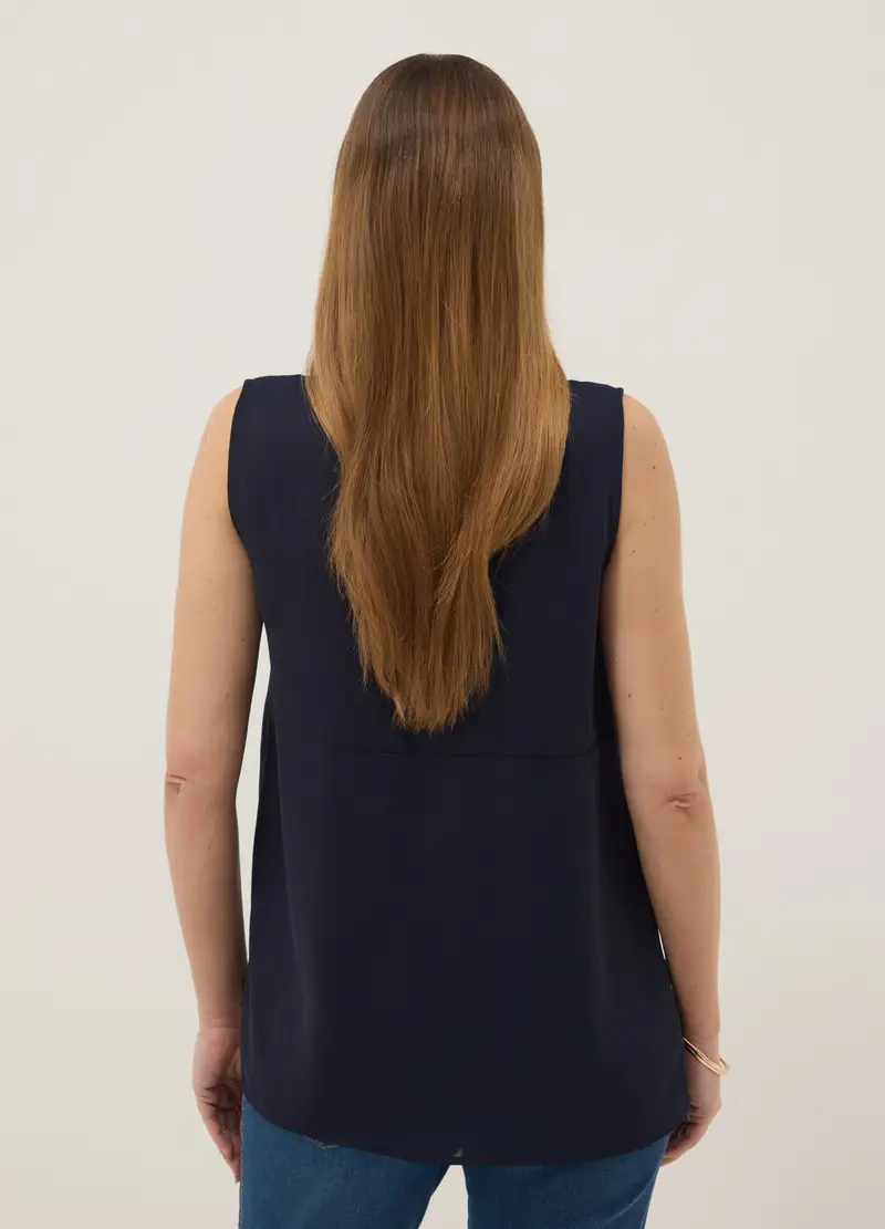 Blusa Premaman Blu Regular Fit Con Collo Ricercato, Donna, Blu miniatura 3