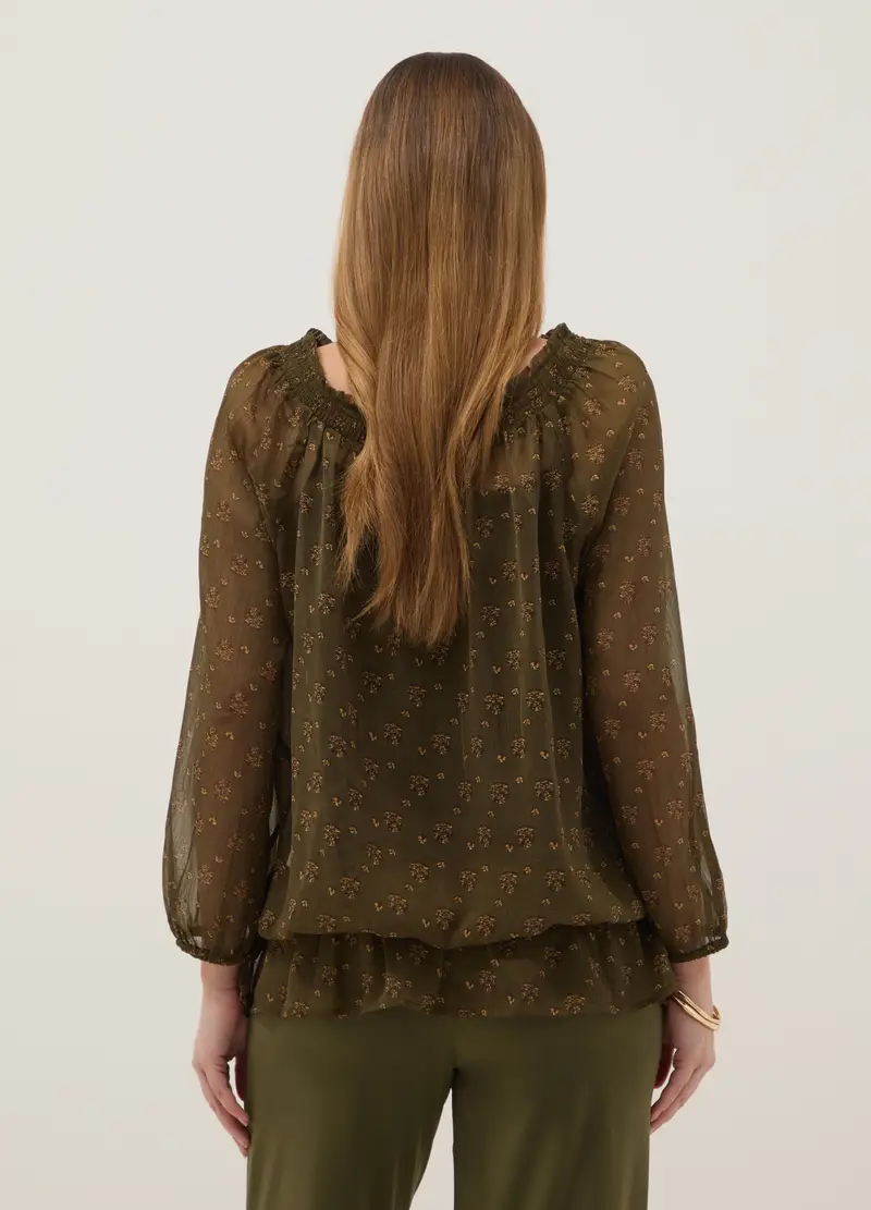 Blusa Premaman Verde Con Scollo A Barchetta E Stampa Fantasia, Donna, Verde miniatura 3