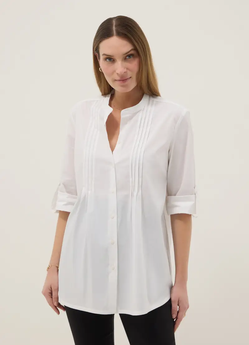 Camicia Premaman In Misto Cotone Elasticizzato Bianca Regular Fit, Donna, Bianco miniatura 2