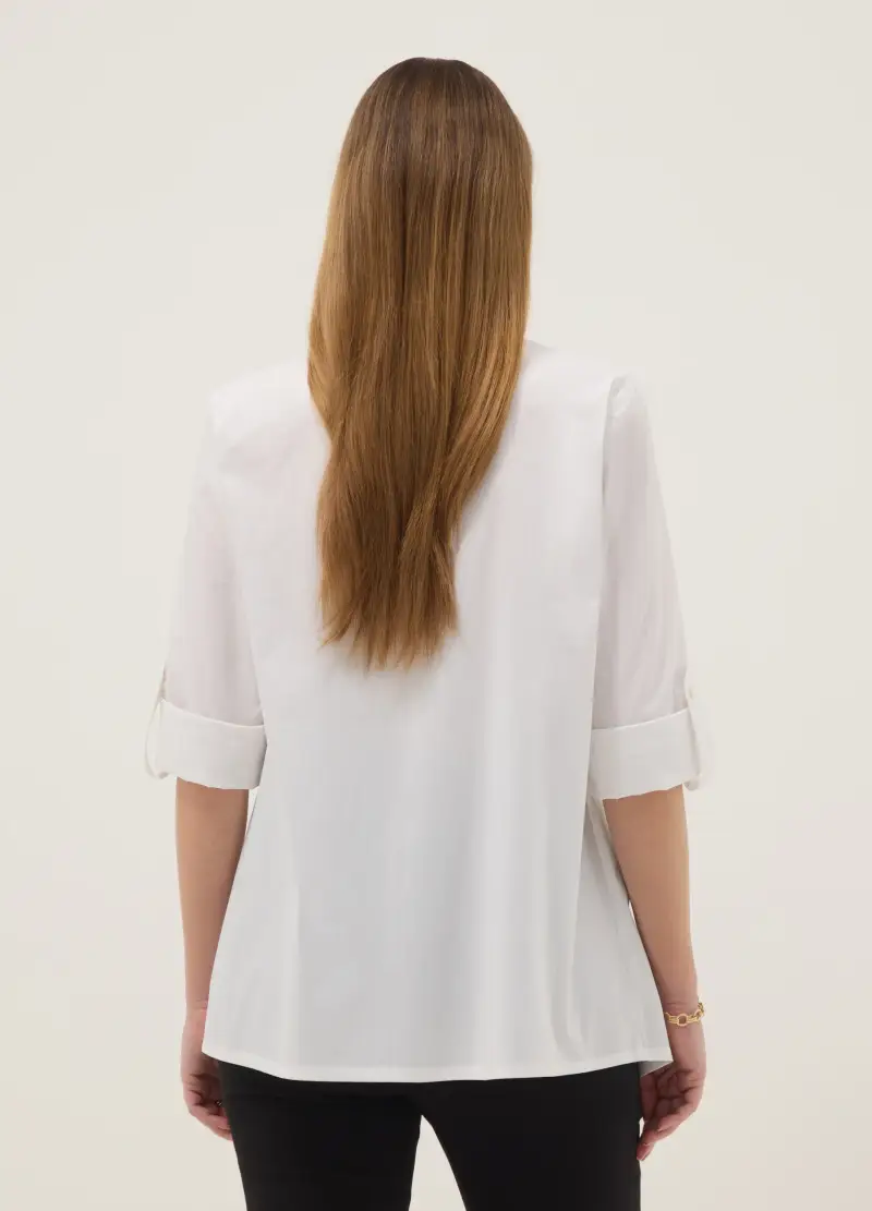 Camicia Premaman In Misto Cotone Elasticizzato Bianca Regular Fit, Donna, Bianco miniatura 3