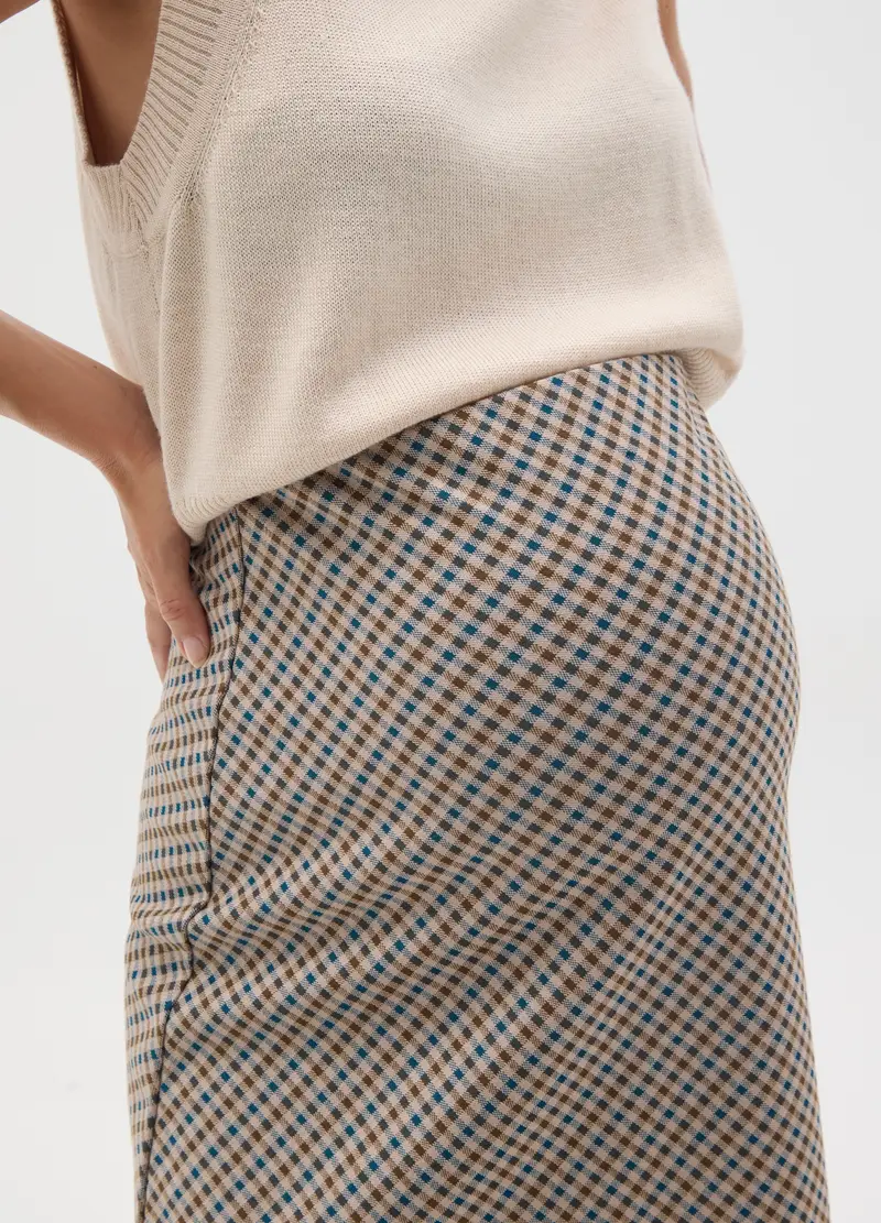 Gonna Premaman Elasticizzata Multicolor A Micro Quadretti, Donna, Multicolor miniatura 3