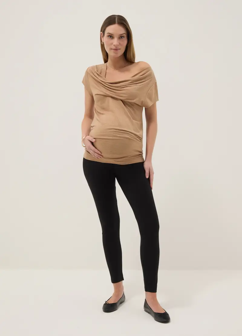 Leggings Premaman Neri Skinny Fit In Viscosa Elasticizzata, Donna, Nero