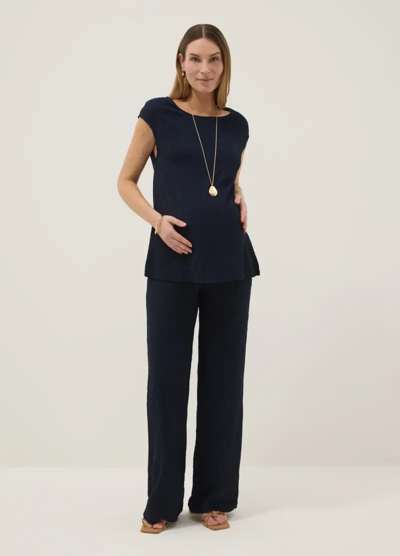 Pantaloni Premaman Blu Relaxed Fit, Donna, Blu