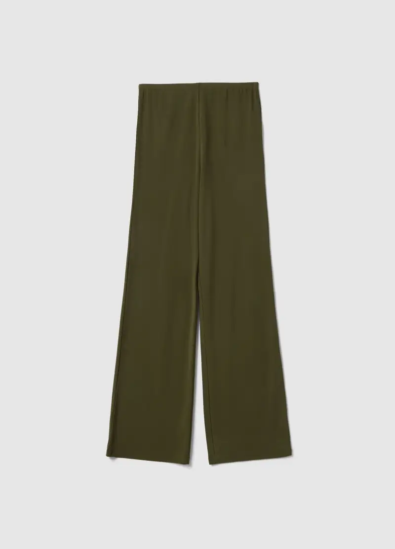 Pantaloni Premaman In Tessuto Elasticizzato Verdi Relaxed Fit, Donna, Verde
