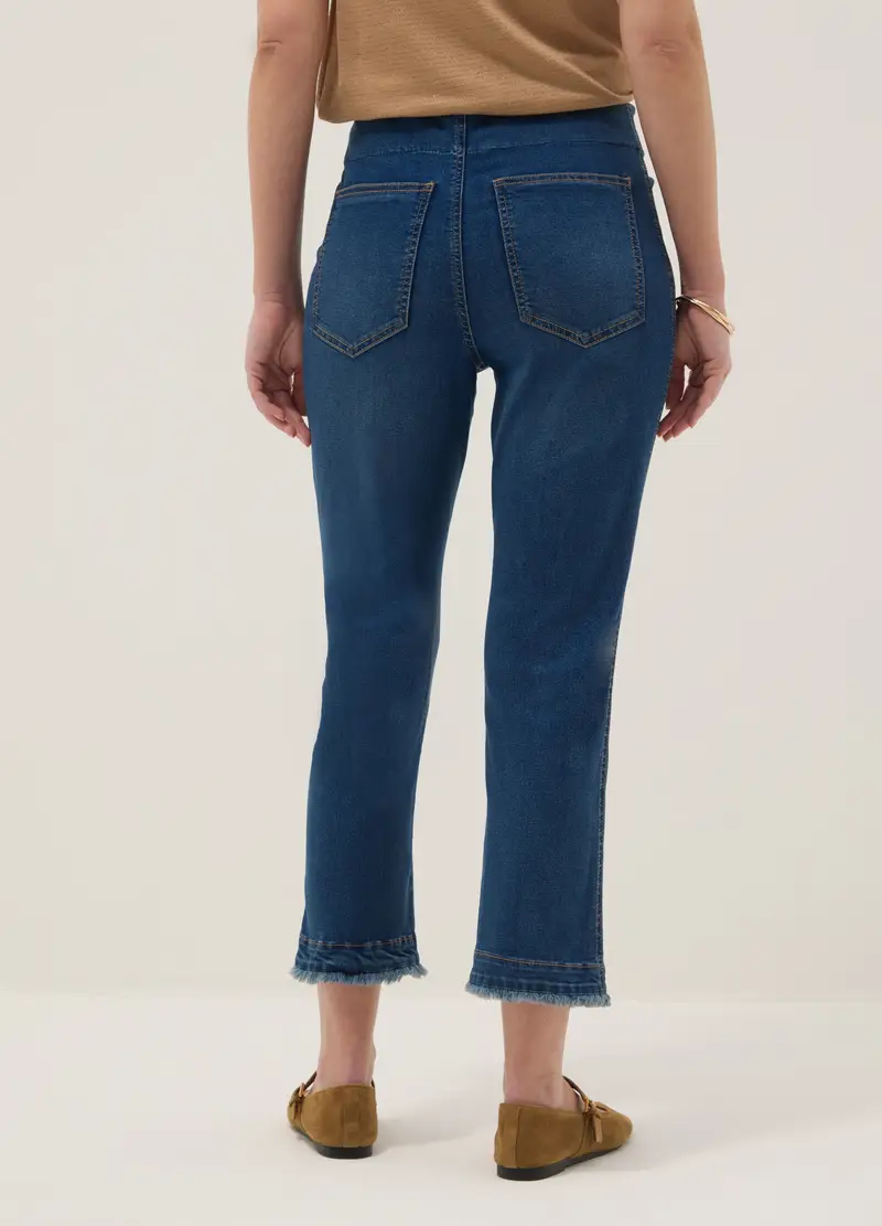 Pantaloni Slim Premaman Blu In Cotone Elasticizzato, Donna, Blu miniatura 3