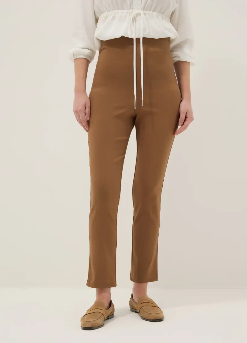 Pantaloni Slim Premaman Marroni In Viscosa Elasticizzata, Donna, Marrone miniatura 2