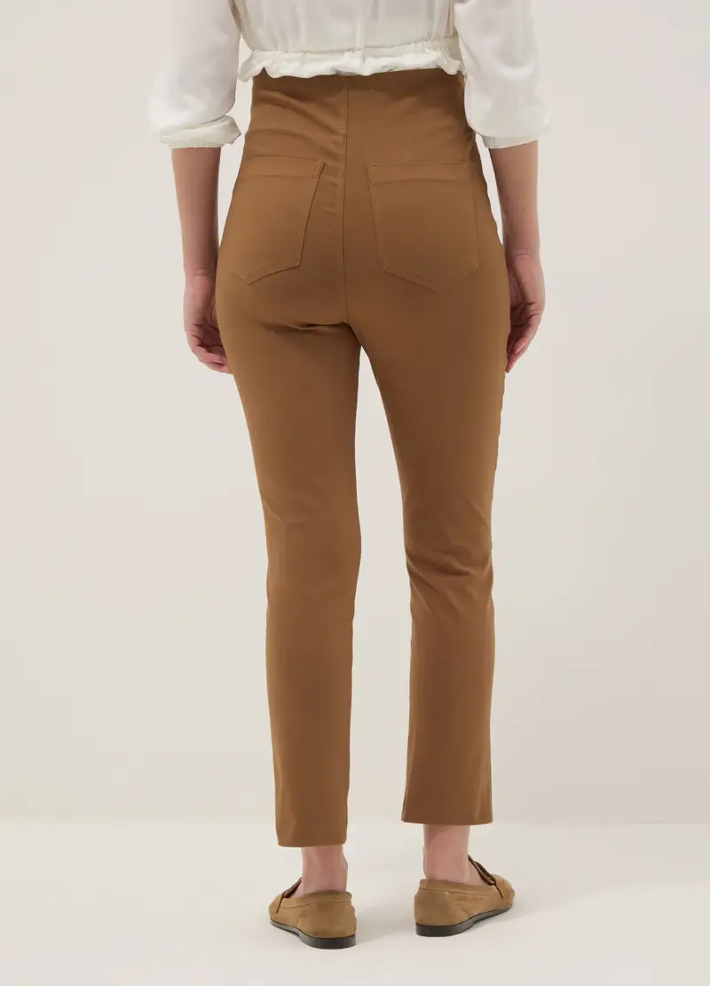 Pantaloni Slim Premaman Marroni In Viscosa Elasticizzata, Donna, Marrone miniatura 3
