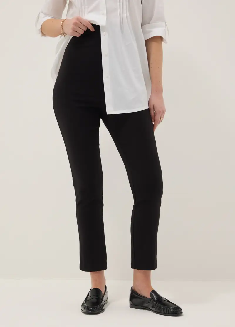 Pantaloni Slim Premaman Neri In Viscosa Elasticizzata, Donna, Nero miniatura 2