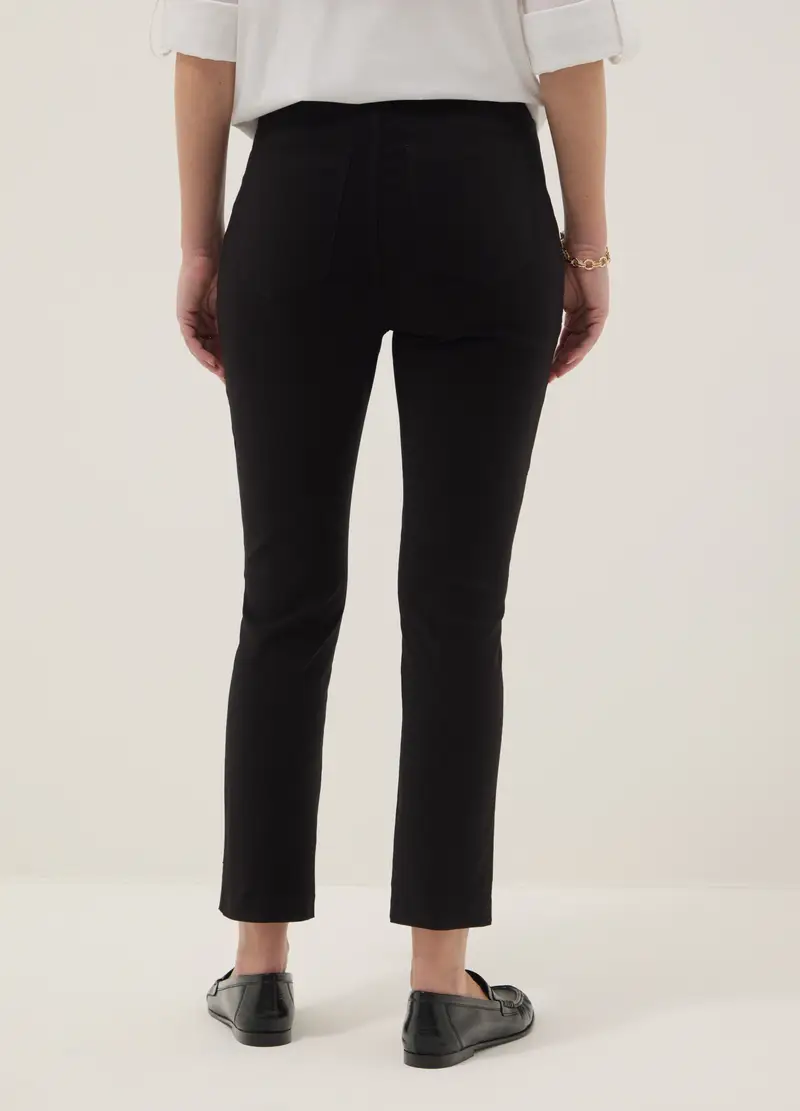 Pantaloni Slim Premaman Neri In Viscosa Elasticizzata, Donna, Nero miniatura 3
