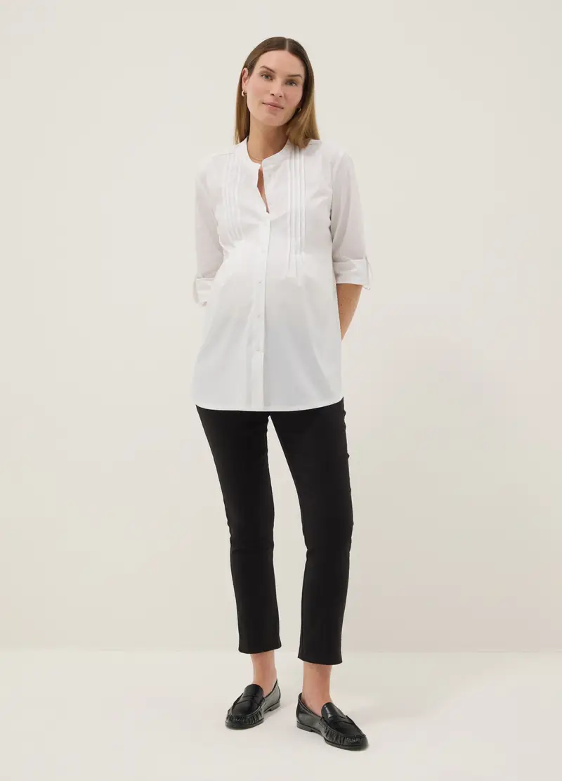 Pantaloni Slim Premaman Neri In Viscosa Elasticizzata, Donna, Nero