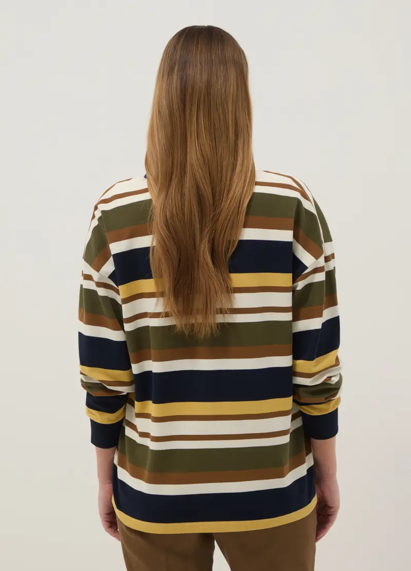 Polo A Maniche Lunghe Premaman Multicolor In Cotone Elasticizzato, Donna, Nero miniatura 3