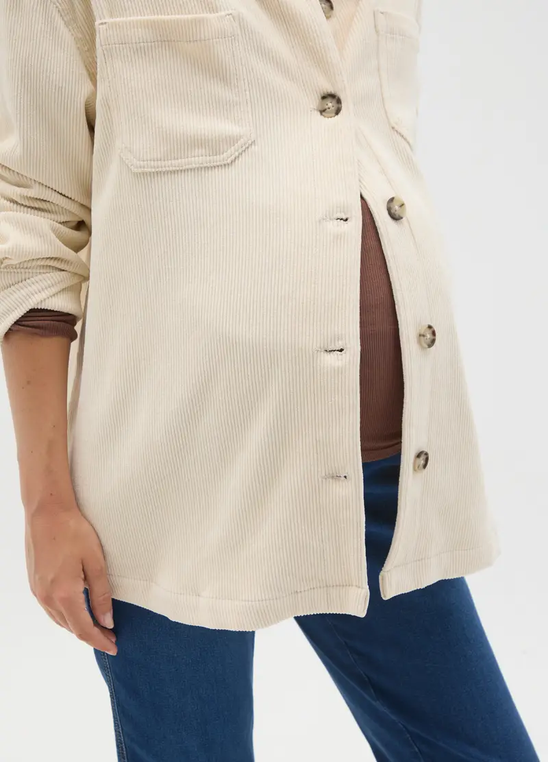 , Shacket Premaman Panna In Velluto, Donna, Bianco miniatura 3