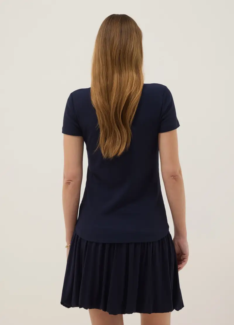 T-shirt Premaman In Misto Cotone Elasticizzato Blu Regular Fit, Donna, Blu miniatura 3