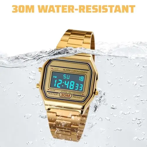 Nicoone Orologio al Digitale Da Uomo, Orologio da Polso Di Lusso 30M Impermeabile In Acciaio Inossidabile Orologio miniatura 3