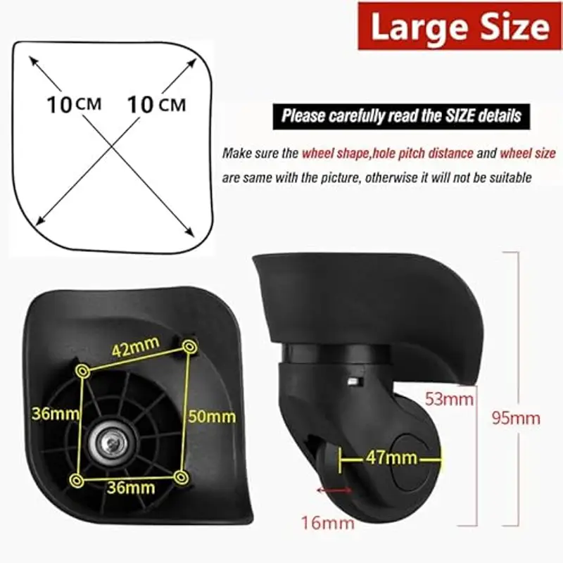 Nicoone Sostituzione ruote girevoli, Ruote in PVC bagagli valigia, Riparazione ruota valigia sostituire per il carrello valigia bagagli, Nero, W041-2 S miniatura 2