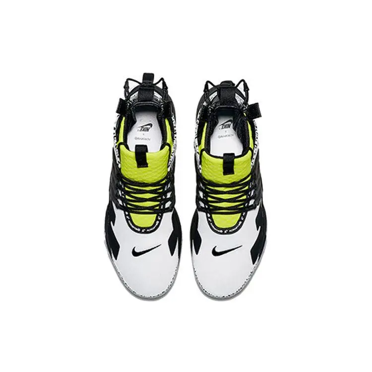 Nike Sneakers Air Presto Mid Giallo Dinamico Unisex Bianco e Nero miniatura 5